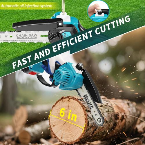 2-in-1 6 In Mini Chainsaw & Electric Pole Saw, Electric Pole Saws for Tree Trimming, 21V Cordless Battery Chainsaw Powered with 2 Batteries, Lightweight Tree Trimming Tool for Small Branches