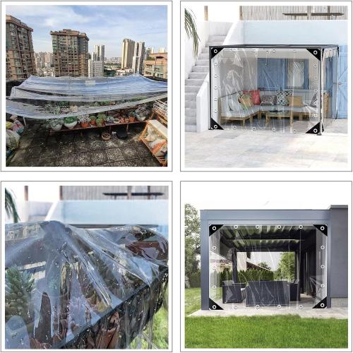 3x6ft Clear Tarps Heavy Duty PVC Vinyl 14 Mil Thick Tarpaulin, Glass Tarpaulin with Metal Grommets, Protects Against Water, UV-Ray, Tear, Cold Weather Resistan for Greenhouse Balcony Garden