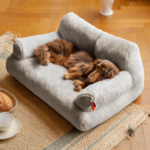 MEWOOFUN Cat Bed for Indoor Cats, Washable Dog Beds for Small Dogs & Cats with Removable Cover, Fluffy Cat Couch with Non-Slip Bottom (Grey, 26.0 L X 19.0 W X 13.0 Th)
