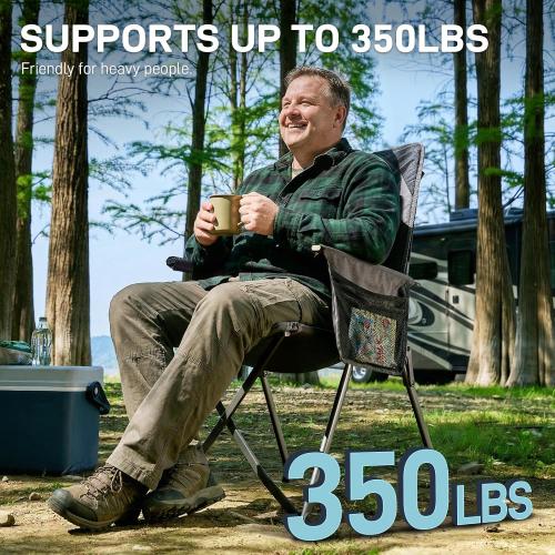 EVER ADVANCED Reclining Camping Chairs for Adult Supports 350lbs Grey | Lightweight, Folding Recliner with Adjustable Back, 4-Level Lounge Chairs, Portable Lawn Chairs