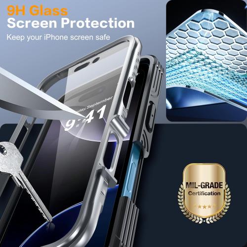 for iPhone 16 Case, Double Front Frame Built-in 9H Tempered Glass Screen Protector   Privacy Screen Protector, Compatible with MagSafe, Magnetic Phone Case for iPhone 16 Black
