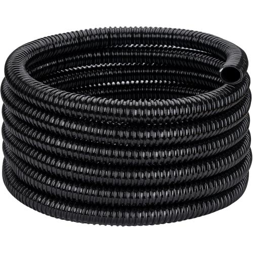 Black Pond Tubing ID 1” × 50ft Black Corrugated Flexible Reinforced Waterfall Pond Tube Sump Pump Hose, Non-toxic & Kinkproof (50 ft, 1 ID)