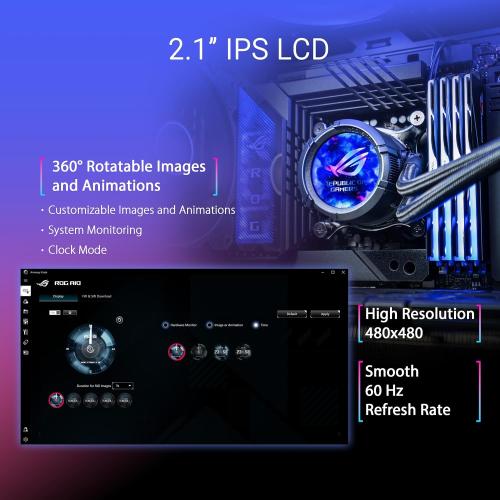 ASUS ROG Strix LC III 360 ARGB LCD All-in-one CPU Liquid Cooler - Intel® LGA 1700, 1200, 115X - AMD Socket AM4, AM5 – with 2.1 IPS LCD, Asetek’s New Gen7 v2 Pump, and Premium ROG ARGB Fans