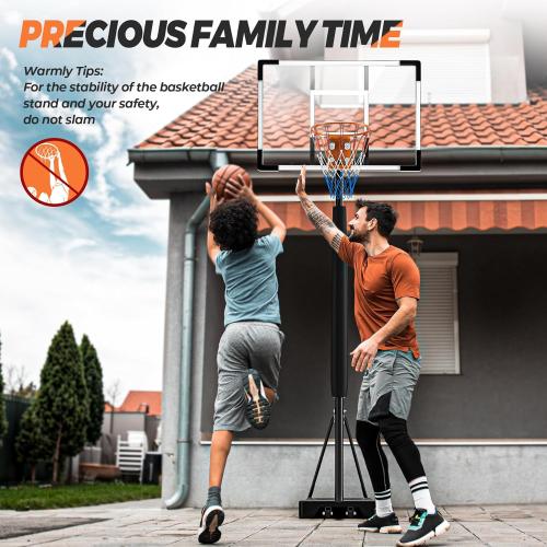 Basketball Hoop Outdoor Basketball Goal Portable Adjustable for Adults, Youth in Backyard, Driveway, Indoor, 44 Inch Pc Shatterproof Backboard, 2 Sand Bags and Portable Wheels