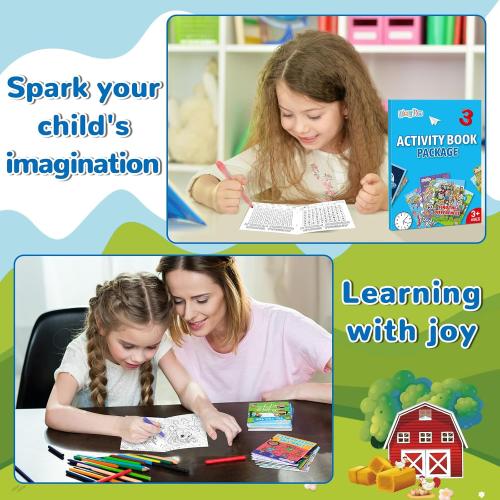 gisgfim 48 PCS Mini Activity Books Coloring Books Party Favors Bulk Challenging Game Include Mazes Dot to Dot Word Search Word Scramble for Ages 4-12 Goodie Bags Stuffers Kids Wedding Activities