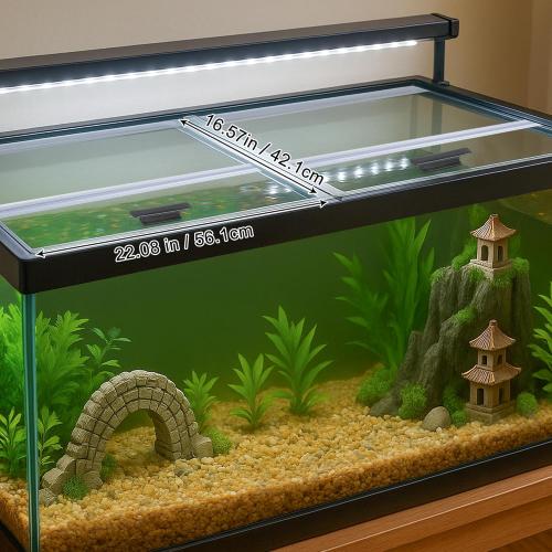 2PCS Set 22.08x16.57x0.16in（Each Piece） Clear Tempered Glass Canopy,75/90/110 Gallon Aquarium Fish Tank Hoods for Aqueon