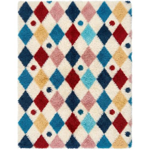 PureCozy Checkered Rug Fluffy Shag Living Room Colorful Area Rug Modern Washable Carpet Soft Shaggy Non Slip Indoor Plush Fuzzy Rugs for Bedroom Dorm Office Home Aesthetic Decor