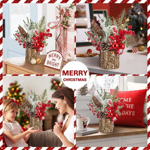 Xmas Decor Small Christmas Tree with Lights - Artificial Tabletop Lighted Mini Christmas Tree with Christmas Ornaments Gnomes Indoor for Office Desk Home Decorations
