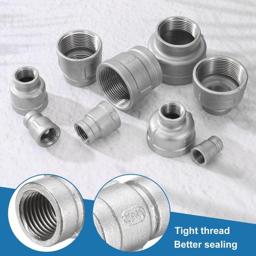 HARFINGTON Reducing Coupling 2 x 3/4 NPT Female Threaded 304 Stainless Steel Reducer Taper Cast Pipe Fitting Adopts for Water Oil Gas Tube
