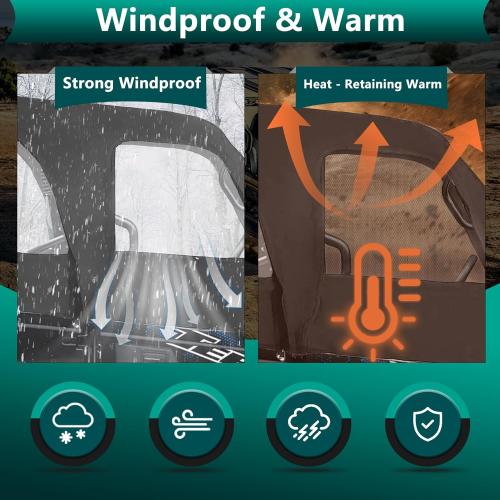 Soft Upper Door Replaceable Clear PVC Doors & Black Mesh Door,Compatible with Kawasaki Teryx4 4 Seat UTV 2012-2022,Soft Cab Enclosure Upper Doors Side Windows,Black,Nylon