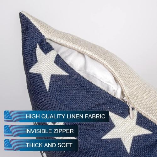 DUZXLCQ 4th of July Decorations Pillow Covers 18x18 inch Set of 4 Independence Day Patriotic Throw Pillow Case American Flag Stars and Stripes Cushion Case for Sofa Couch Bed Home Outdoor
