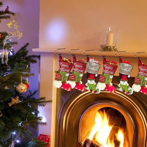 Loncaster Christmas Stocking Holders for Mantle Set of 12, Non-Slip Adjustable Stocking Holders, Stocking Hanger for Christmas Party Decorations(Bronze)