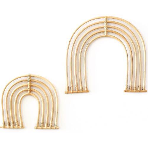BEBE BASK Rattan Rainbow Nursery Decor Set of 2 - Handmade - Rainbow Decor for Girls Room - Wall Decorations