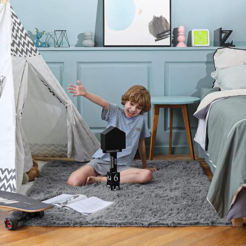 Ophanie Fluffy Area Rugs for Bedroom, Upgrade Non-Slip Grey Fluffy Soft Shag Carpet, Indoor Floor Gray 4x6 Fuzzy Shaggy Living Room Plush Rug for Kids Home Dorm Decor Aesthetic