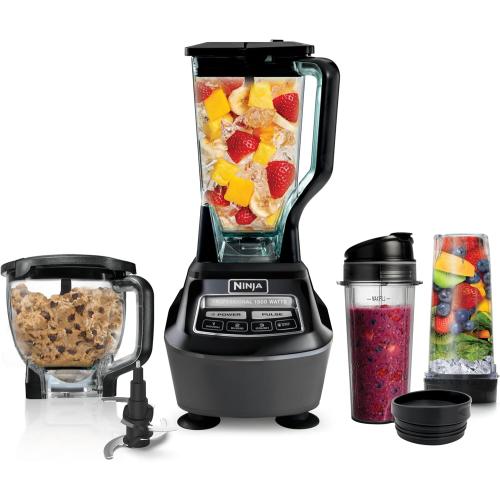 Ninja Kitchen System | 8-Cup Food Processor Bowl & 72 oz. Blender All-in-One | With (2) 16 oz. To-Go Cups | For Smoothies, Ice Crushing, Dough & More | 1500 Watt | Black | BL770