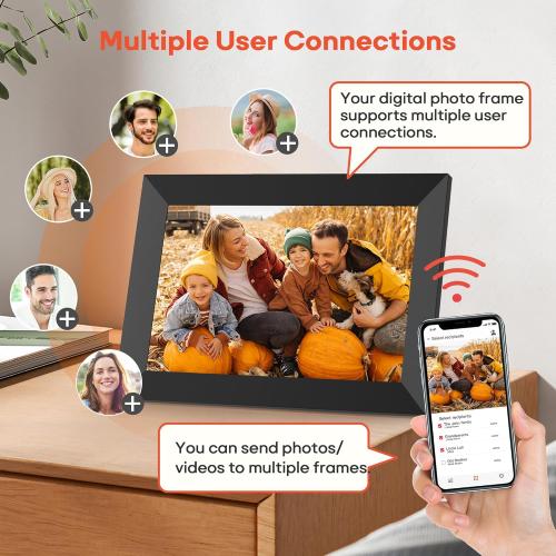 Frameo Size 10.1 Inch WiFi Digital Picture Frame with 32GB Memory, 1280 x 800 IPS Touch Screen Smart Electronic Photo Frame, Wall Mountable, Auto-Rotate, Share Photos/Videos Via Frameo App from Anywhere