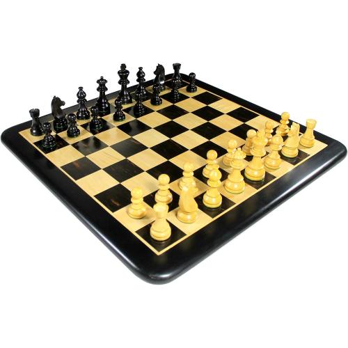 StonKraft Ebony Wooden Chess Board Ebony Wooden Chess Pieces 21 x 21 inches Large