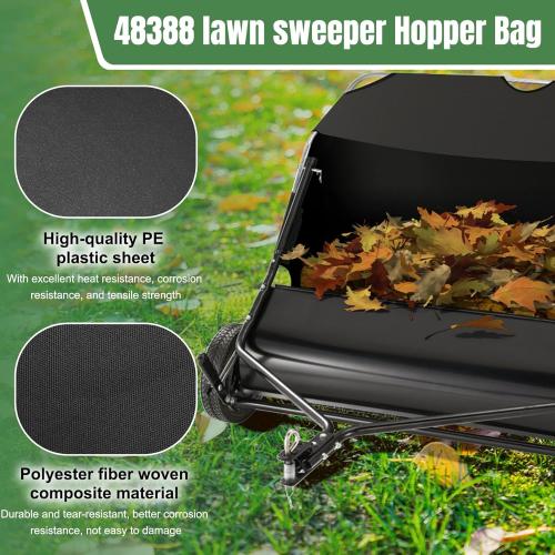 Upgraded 48388 Hopper Bag Assembly, Lawn Bag Fit for agri-Fab 42 Tow Lawn Sweeper Parts, Leaf Sweeper Bag Replacement for 45-0320 Lawn Sweeper