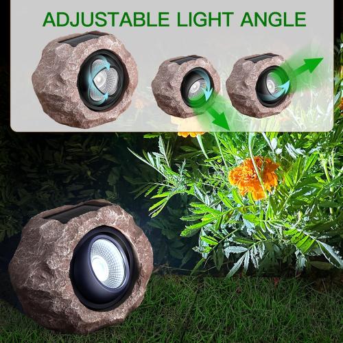Timeflies Solar Rock Lights Outdoor, 2 Pack Super Bright Solar Spot Lights Outdoor IP65 Waterproof Solar Yard Lights, Auto On/Off Garden Decor for Outside Paths, Sidewalks, Yards, Landscapes, Patios