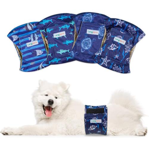 Male Dogs Diapers Belly Bands(4Pack), Washable Reusable Male Boy Doggy Wraps Panties for Doggie Puppy Pooping Potty Training Incontinence Marking Pañal para Perro X-Large