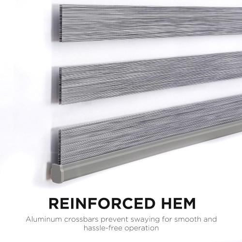 Joydeco No Drill Zebra Blinds for Windows, Cordless Day & Night Dual Sheer Roller Shades, Easy Installation, Free-Stop Lift System, Light Filtering Privacy Blinds for Home(Grey,22 W x 75 H)