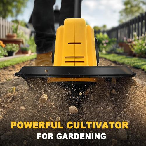 Cordless Garden Tiller Cultivator Compatible with Dewalt 20V MAX Battery, 270 RPM Electric Rototiller, 48 Steel Tines, 8.7 Tilling Width, 6.3 Depth, Rotary Tiller for Lawn/Gardening/Soil(Tool Only)