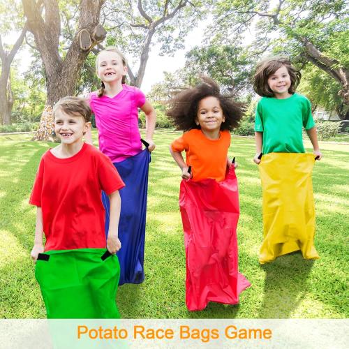 32Pc Potato Sack Race Bags - 32PCS Outdoor Games Sack Race Bags for Adults and Kids,3 Legged Race Bands,Egg Spoon Relay Race,Bean Bag Toss,Party Games for Kids,Field Day Games for Adults