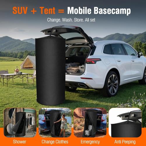 2026 Upgraded Portable Changing Room Tent - Instant Pop Up Privacy Pod with Upgraded Strong Suction Cups for SUV Liftgate, Heavy Duty 300D Fabric for Camping, Shower, Beach and Toilet Stall