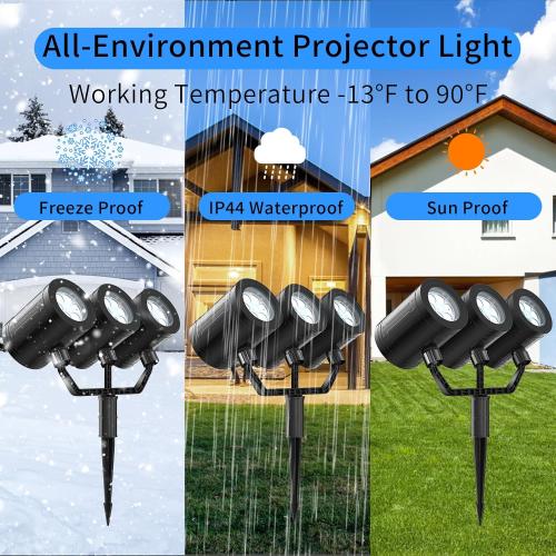 Snowflake Christmas Projector Lights Outdoor 2025 Upgraded Triple Head Snowflake Projector with Timer Waterproof LED Snowfall Projector for Holiday for Christmas Decoration