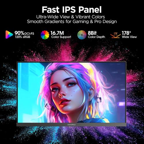 24 FAST IPS COMPUTER KOORUI ,Gaming Monitor, 24 Fast IPS Computer Monitor, 200Hz FHD HDR400 Display, 1ms PC Screen, 90% DCI-P3 Color Gamut, Adaptive Sync, Ultra Slim Frame, VESA Mountable, HDMI 2.0, DP 1.4, G2411P