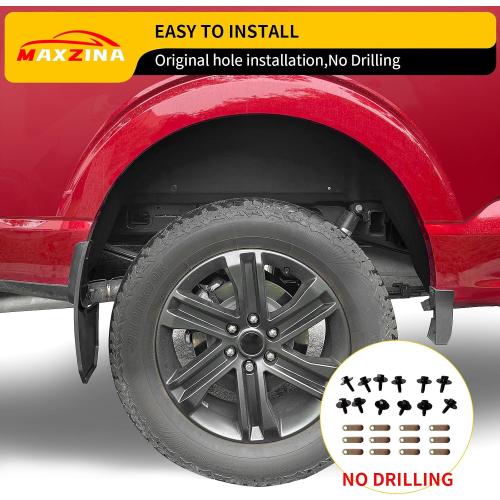 Rear Wheel Well Liners Compatible with 2021-2025 Ford F150 (Not for Raptor) Rear Wheel Arch Liners No Drilling Well Guards Tire Inner Fenders for 2024 F-150 Replacement Accessories (2PCS)