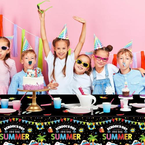School's Out for The Summer Tablecloths for Kids Class End of School Year Theme Table Covers Supplies Summer End of School Decorations School's Out Tablecloths for Graduation Preschool Party Favors