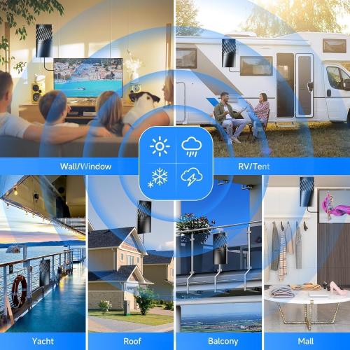 3000  Miles Range TV Antenna-2024 Newest Digital Antenna for Smart TV Indoor-HD Antenna for TV Indoor Outdoor for Local Channels with Amplifier and Signal Booster-52ft Coax HDTV Cable/AC Adapter