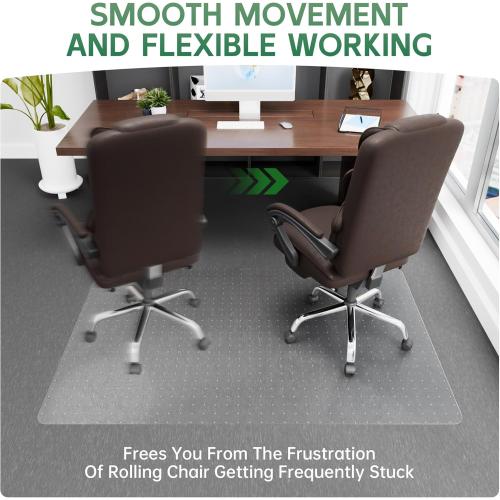 Office Chair Mat for Carpet - Clear Thick Desk Chair Mat for Carpet Plastic Floor Mats for Rolling Work and Gaming Chairs with Studs for Low Pile, Flat and No Carpeted Floors
