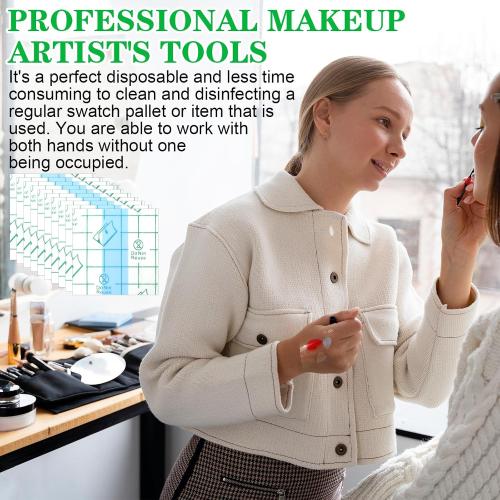 100 Pieces Makeup Mixing Palette Set Single Use Waterproof Makeup Mixing Palette Tape Disposable Foundation Mixing Tray Adhesive Artist Must Cosmetic Transparent Tape for Women(100, 8x8cm)