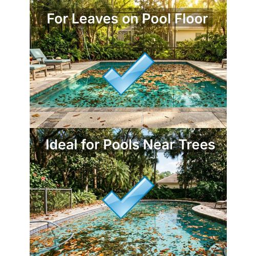 Automatic Leaf Robotic Pool Vacuum Cleaner Heavy‑Duty Pool Opening Heavy Debris 360° Ultra‑Wide Suction Inlet, 1.85‑Gal X-Large Bag, 62 GPM Flow, 90‑Min, AutoPark - Ideal for Inground Aboveground Pool