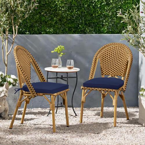 HARBOREST Outdoor Chair Cushions Set of 2, Water Resistant Patio Chair Cushions with Ties, Outdoor Seat Cushions for Patio Furniture, 17x16x2, Navy