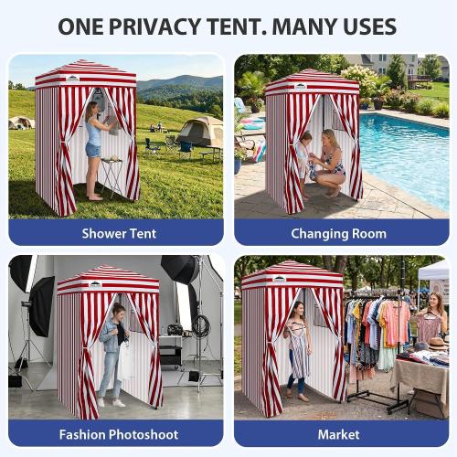 EAGLE PEAK 4x4 Pop Up Changing Tent, Outdoor Changing Room, Red/White | Pop Up Privacy Tent, Pool Cabana, Outdoor Shower Enclosure, Dressing Room, 250D Fabric, Instant Setup Compact Flex Frame