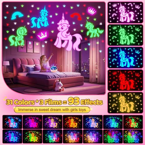 Star Projector for Kids, 3 Films 93 Colors Kids Projector Night Light