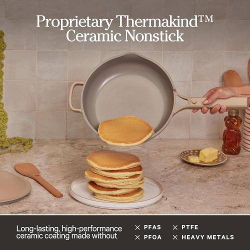 Our Place Always Pan 2.0 | 10.5 Ceramic Pan with Modular Lid, Steamer Basket & Spatula | Patented 10-in-1 Nonstick, Non-Toxic Cookware Made Without PFAS | Induction & Oven-Safe up to 450°F | Steam‼️no steam basket‼️