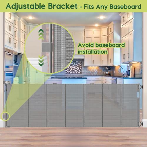 Reinforced 80 Inch Extra Wide Retractable Dog Gate to Prevent Crawling Through, Super Wide XL Retractable Baby Gates for Dog Indoor, Long Baby Gates Indoor Extra Long, Outdoor Mesh Pet Gate, Gray