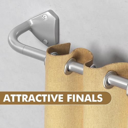 Silver Curtain Rods for Windows 48 to 84 inch, 5/8 inch Adjustable Wrap Around Blackout Curtain Rods for Bedroom & Outdoor