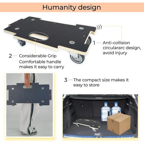 Furniture Dolly 4 Wheels Heavy Duty Spliceable Wood Platform Dolly 2 Pack, 1100 lbs Load Capacity Wood Pallet Jack, Furniture Moving Wooden Appliance Mover with 4 Soft Rubber Silent Wheels