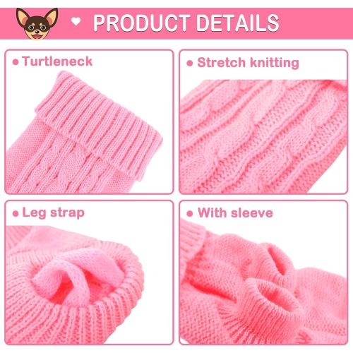 Kallfir's cutie XXS Dog Sweater, 2 Pieces Turtleneck Knitted Chihuahua Sweater Yorkie Teacup Dog Clothes Small Dogs Girl Winter Warm Sweaters Pet Cat Sweater Cold Weather Puppy Clothes XX-Small