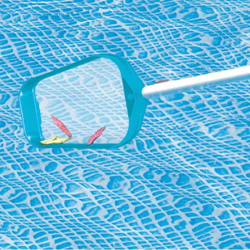 Intex Prism Frame 15' x 48 Above Ground Swimming Pool Set with Filter Pump, Ladder, Pool Cover, and Maintenance Pool Cleaning Kit with Vacuum Skimmer