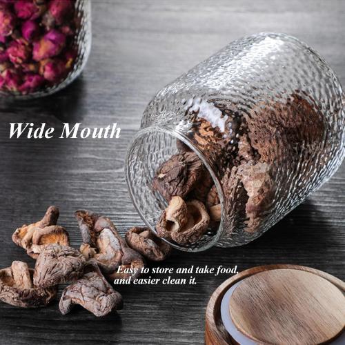 Viovian 16 oz Glass Coffee Nuts Canister Vintage Glass Storage Jars with Wooden Lids Clear Decorative Jar for Food Kitchen Coffee Tea Sugar Cookie Candy Counter Pantry 500ML
