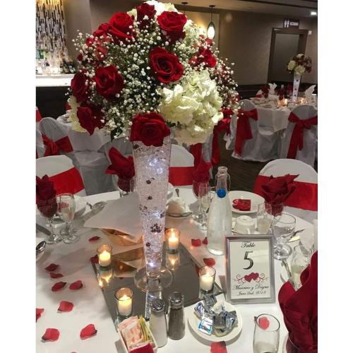 VATIN Double Face Red Satin Ribbon 4 Continuous 5 Yards,Red Polyester Fabric Ribbon use for Bows Bouquet, Gift Wrapping, Floral Arrangement Wedding Decoration