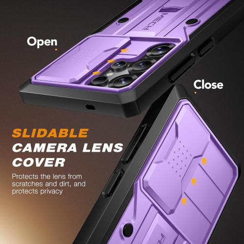 TONGATE for Samsung Galaxy S25 Ultra Case, [with Privacy Screen Protector & Slide Camera Cover] [2 Front Frames] Full-Body Heavy Duty S25 Ultra Case with Stand & Belt Clip Holster, Purple Privacy