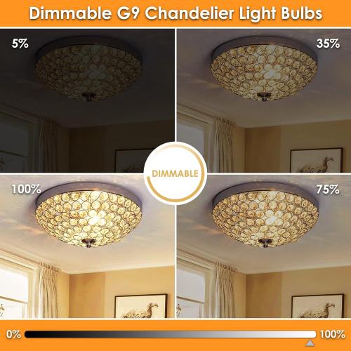 Sailstar G9 LED Bulb Dimmable 2700K Soft Warm White 6 Pack, T4 G9 4W Replacement for 40 Watts Halogen, Ceramic Bi Pin Base, 120V 400 Lumen 360°Beam Angle, G9 Light Bulbs for Chandelier