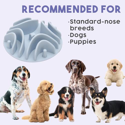 Awoo Great Vibes - Silicone Slow Feeder for Dog Bowls Over 5.5 Inches - Non-Slip, Wet and Dry Food-Compatible Pet Dish with Suction Cups - Extends Mealtime for Fast Eaters - Dishwasher Safe (Mauve)